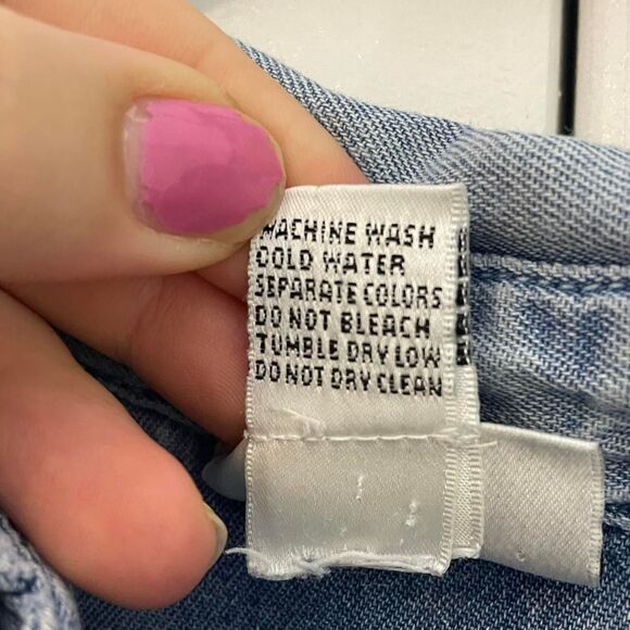 Vintage Chico's Design Denim Blue Jean Button-Up Shirt Silver Buttons - Picture 6 of 6